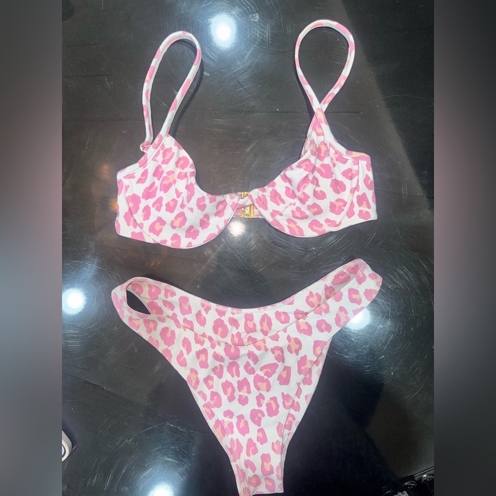 Vibrant Pink Animal Print Bikini Set